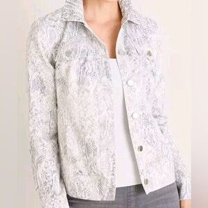 Chico's Faux Snakeskin Gray and White Patterned Jacket